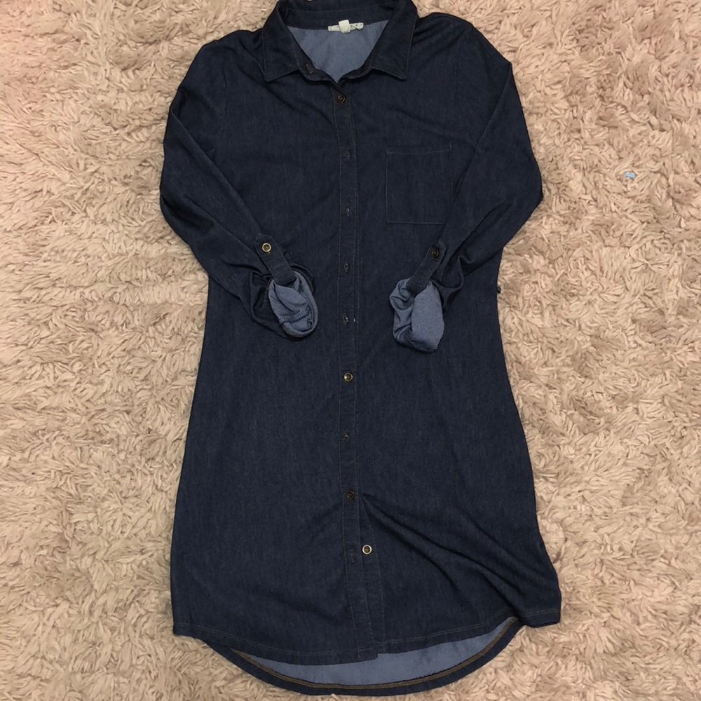 BUTTON UP DENIM DRESS